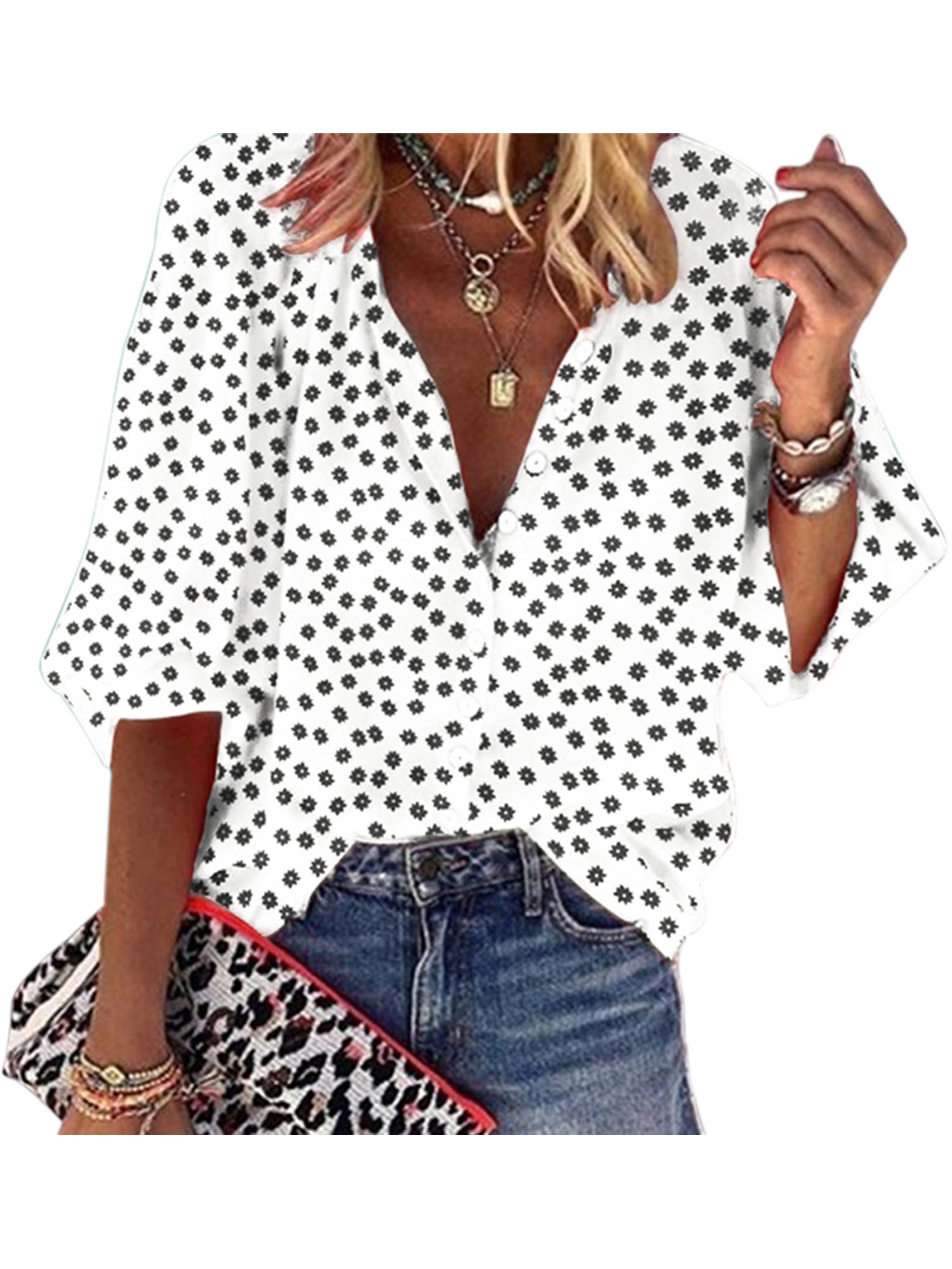 women's floral print button down shirt