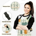 thumbnail image 2 of 5 Pcs Kitchen Set Heat Resistant Oven Mitts and Non-Slip Pot Holders with Adjustable Cooking Apron Orange Green on Cream Squares, 2 of 6