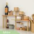 thumbnail image 3 of 3-Tier Kitchen Corner Shelf Countertop Organizer Adjustable Spice Rack Corner Display Rack Shelf Cabinet Corner Rack 3 Tier Storage Organization Bamboo for Kitchen, 3 of 7
