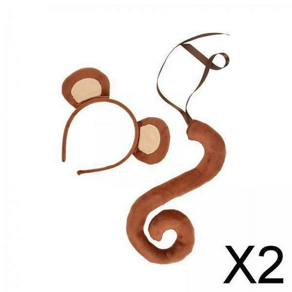 BELOVING 2xMonkey Ears and Long Tail Set Lolita Headdress for Prom Performance Carnival