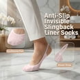 thumbnail image 6 of HuangHuanChen No Show Socks Womens Non Slip Low Cut Socks With Half Foot Cushion Thin Silky Dress Footies Liner Invisible Socks Flats No Show Sock For Slingback Heels Light Pink A, 6 of 6