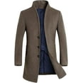 thumbnail image 1 of Men's Trench Coat Long Wool Blend Overcoat Slim Fit Down Topcoat, 1 of 1