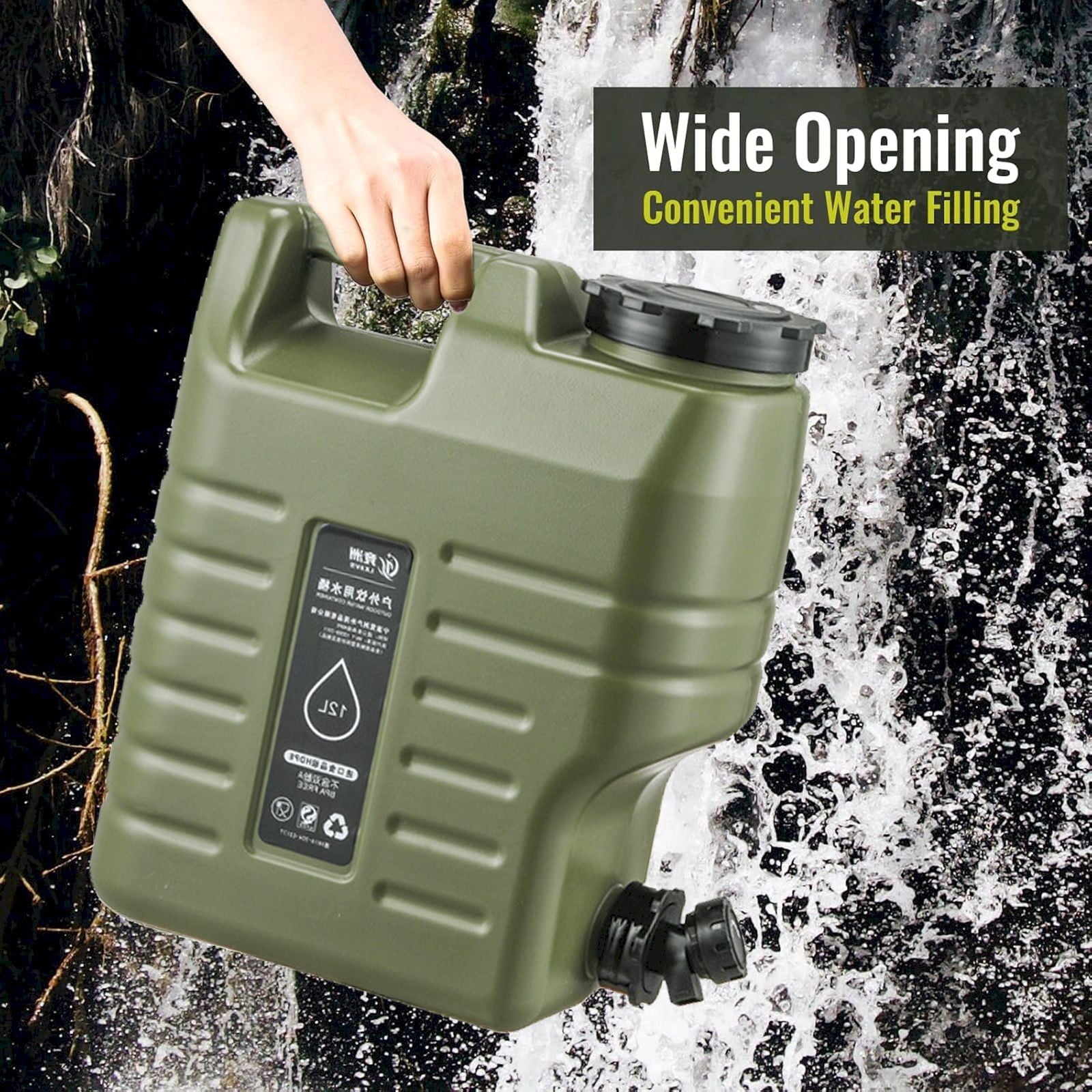 THLKIF Portable 5-Gallon Water Container with Faucet, Camping Water Jug Storage Barrel for Outdoor, Emergency Preparedness, Hiking, and Picnic Hydration