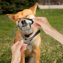 ELAYARD Portable Adjustable Dog Muzzle Black Stainless Steel Anti Bite Mouth Cover for Outdoor Use