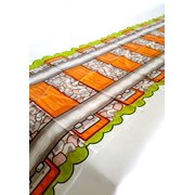 4 x Railroad Train Track Party Table Cover Tablecloth Runner, Reusable Plastic Table Cover for Kids Parties L86? x W17? Inches, by Playscene (4 Pack)