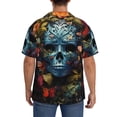 thumbnail image 3 of Gukieu Butterfly Flower Skull A Print Men's Short-sleeved Shirts, Button-down Pocket Shirts, T-shirts, Beach Vacation Travel Summer Clothing-3X-Large, 3 of 5