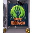 thumbnail image 3 of Shower Curtains for Bathroom-36"x78",Happy Halloween Scary Palm Green Moon Waterproof Bath Curtain Grommet Shower Curtain Set with Hooks,Black Graveyard Washable Bath Accessories, 3 of 9