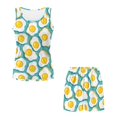 thumbnail image 4 of TSOVTHRID Fried Egg Print Pajama Set for Women Round Collar Nightwear Cute Sleeveless Print Sleepwear Tank Top and Shorts Pj Set Soft 2 Piece Loungewear, Size M, 4 of 7