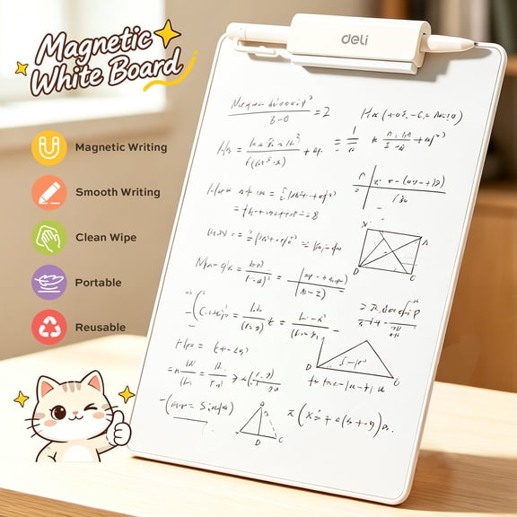 Deli Magnetic Whiteboard,Ink-Free Desktop Whiteboard,6''x 8''Reusable Dry Erase Board for Home Office, Workspace, To-Do List & Productivity Organization