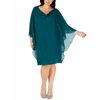 Womens Dress Emerald Plus Shift Chiffon 14W