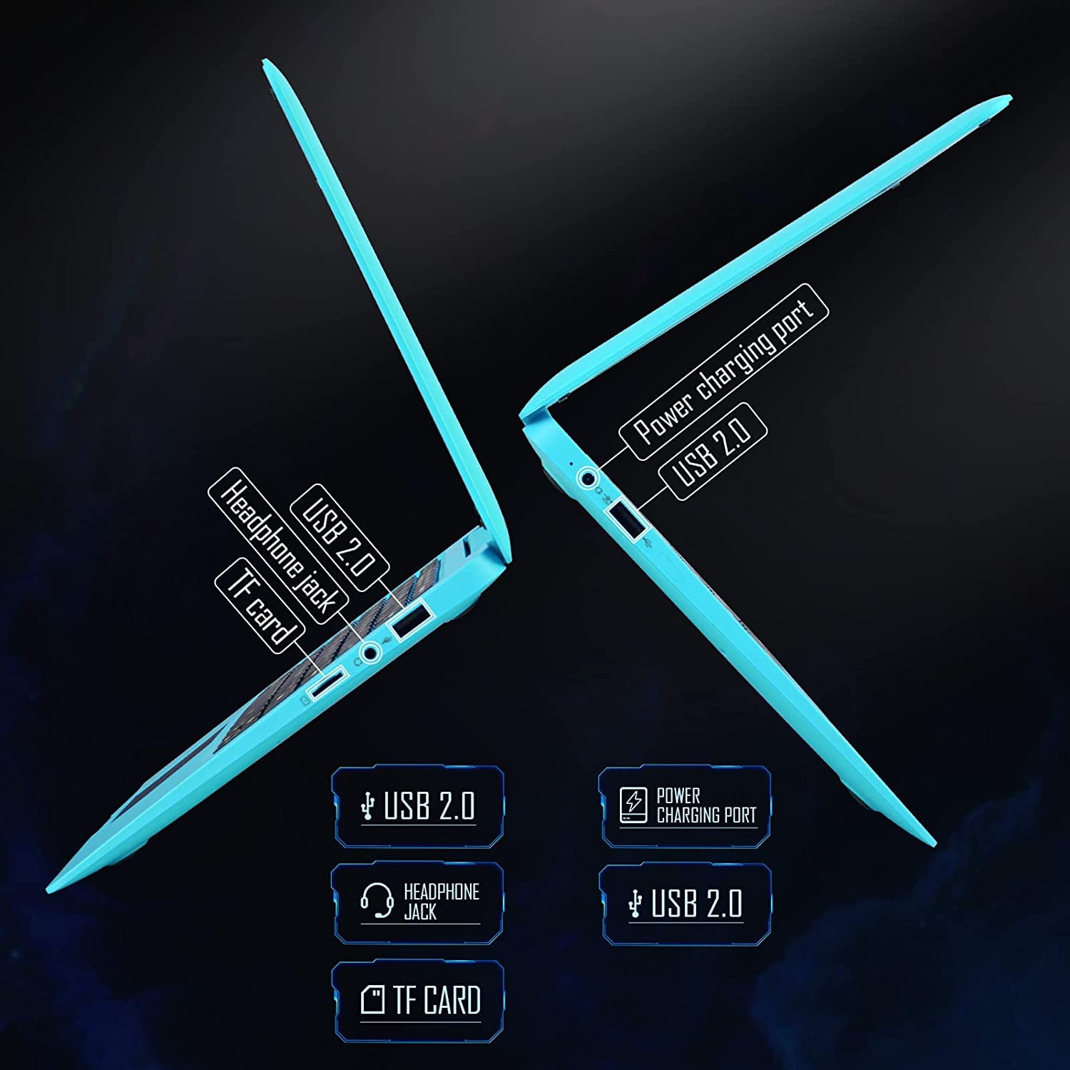 NBD 10.1 inch Laptop Android 12.0 Computer, Quad Core Powered Netbook,2G RAM+64 GB ROM Mini Laptop Computer for Kids with Bag, Mouse, and Mouse Pad(Blue)