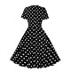 thumbnail image 3 of Puntoco Vestido De Manga Corta Con Cuello En V, Falda Con Vuelo De Cintura Elástica De Manga Corta Con Cuello En V Retro Hepburn Para Mujer Negro Xl, 3 of 6