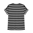 thumbnail image 3 of Oksale Women Striped Summer Tops Casual Crewneck Cotton Shirts Soft Comfortable Lightweight Short Sleeve Basic Tees Black S, 3 of 8