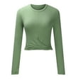 thumbnail image 3 of gakvbuo Sweaters For Women Fall Fashion 2022 Pullover Sweatshirts Womens Fashion Solid Color Long Sleeves Blouse Round Neck Casual Slim Fit Kink Tops, 3 of 7