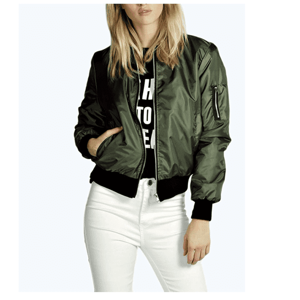 Army Green Warm Blouses Tops Bomber Jacket for Juniors, Girl's Long Sleeve  Coats with Front Zipper, Outwear Scoop Neck Baseball Coats for Juniors,  S-XL - Walmart.com