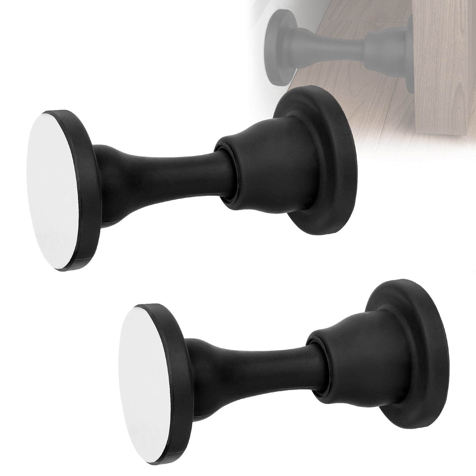 Door Stop With Extra Stickers, Self-Adhesive Door Stopper With Black Rubber & Stainless Steel Body - Sound Dampening Door Stops For Home & Office, Door Stoppers For Floor (Extended-2.56inch - View #5