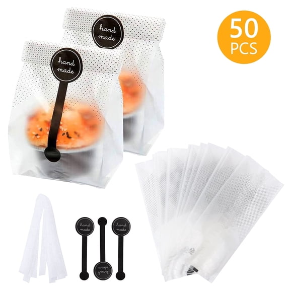 Tripumer 50 Pcs Clear Cellophane Bags Clear Treat Bags 3.5 x 8.8 inch Plastic Cookie Bags for Cake Chocolate Candy
