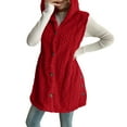 thumbnail image 5 of Mohiass Sherpa Vest Women with Hood Button Fleece Vest Soft Warm Lightweight Fall Jacket Open Front Cardigan Sweaters Red XL, 5 of 6