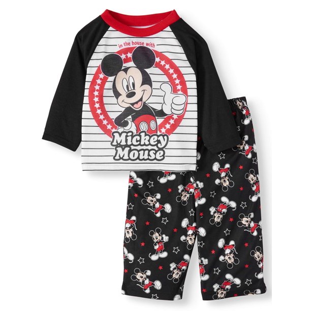Mickey Mouse Mickey Mouse Baby Boy Long Sleeve Cotton Pajamas, 2