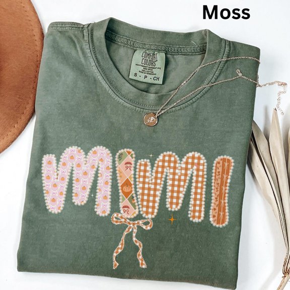 Mimi Coquette Lace Patch Letters Colorful Mimi Cute Grandma T-Shirt All Size S-3XL