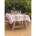 thumbnail image 2 of Outdoor Tablecloth with Umbrella Hole and Zipper, Christmas Reindeer Rectangle Table Cloth 60x120 Inch Waterproof Tablecloth, Pink Xmas Stripes Winter Snowflakes Picnic Table Cover for Patio Camping, 2 of 7