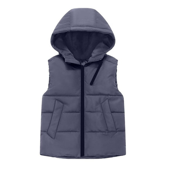 Cethrio Boys Puffer Vests, Hooded Lightweight Warm Zip up Winter Outerwear Vests Gray Size 3-11 T