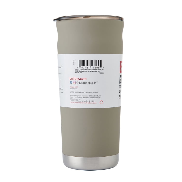 Built Torrent 20 oz Stainless Steel Double Wall Insulated Tumbler, Pebble