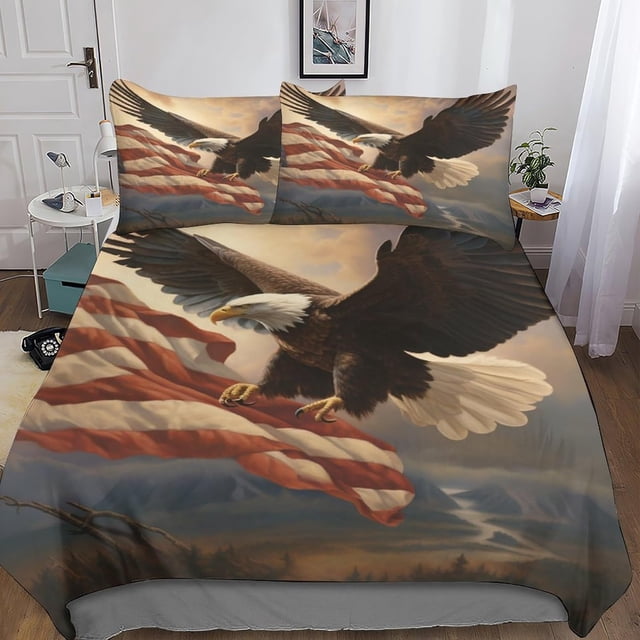 Águila Juego de Ropa de Cama Funda Nórdica 3D ImpresoUSA Funda de edredón Fundas de edredón