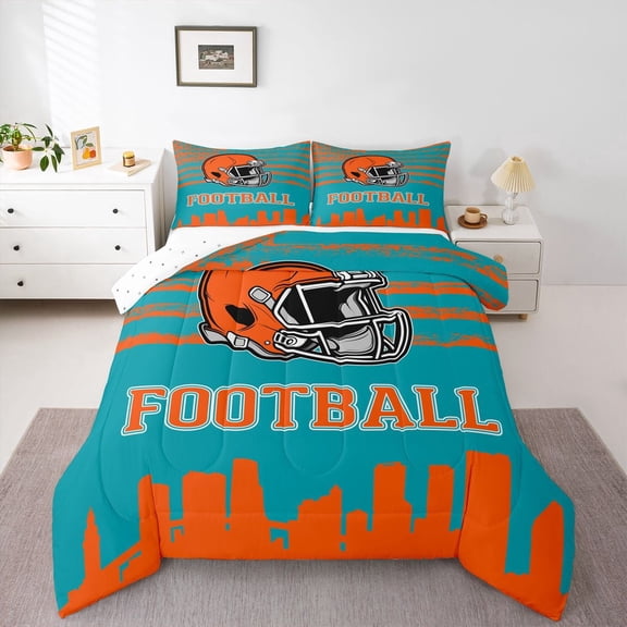 Erosebridal Miami City Silhouette Bedding Sets Twin with Comforter,Sports Theme Duvet Insert,American Football Comforter Sets Twin Size For Teens,Ultra Soft Bedroom Decor,2pcs