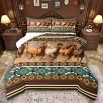 Feelyou 3D Rustic Horse Twin Comforter Sets, Hippie Boho Aztec Bedding Set, 2-Piece