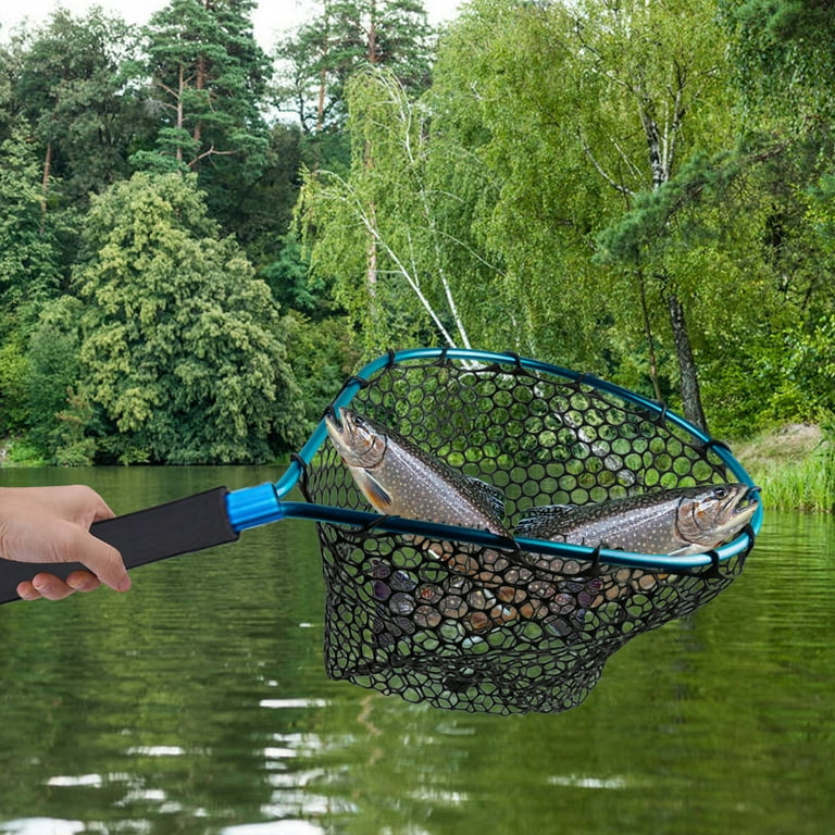 Collapsible Fishing Net Mesh Hole Fish Catch Release Landing Dip Net (Blue), Size: As Shown, Other