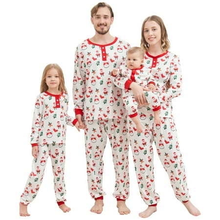 

Baozhu Family Matching Christmas Pajamas Sleepwear Sets Dad Mom Kids Baby Santa Claus Print Parent-child Fitted Cotton Soft Two-piece Pajamas Outfits