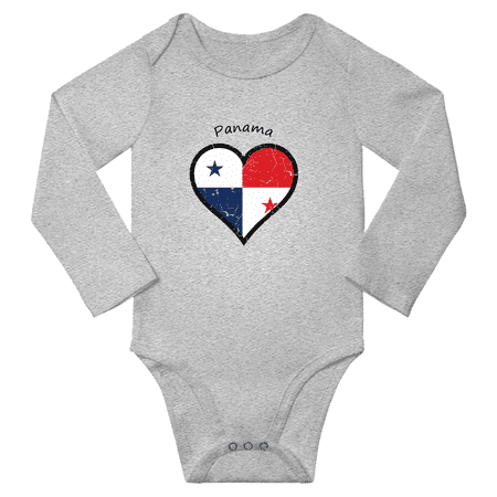 

Panama Flag Heart Love Baby Long Sleeve Clothing Bodysuits (Gray 18 Months)