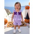 thumbnail image 5 of Loicainy Baby Toddler Girl Halloween Clothes Set 6 9 12 18 24 Months 2T 3T Pumpkin/Ghost/Bat Embroidered Plaid Print Fly Sleeve Square Neck Tops and Shorts 2 Pieces Outfits, 5 of 9