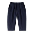 thumbnail image 3 of Baby Pants Children Solid Color Casual Long Pants Fashion Elastic Waist Navy 12-18 Months, 3 of 5