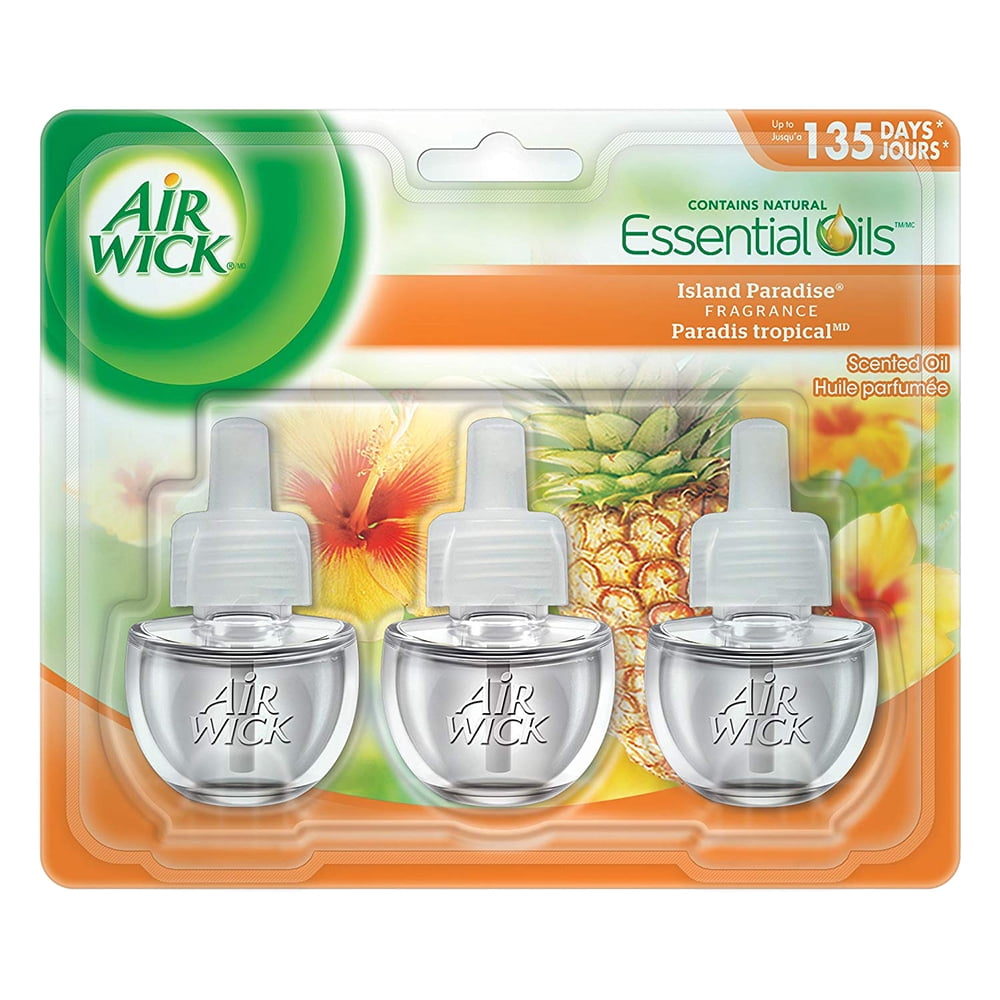 Plugin Air Freshener, Scented Oil Refills, Island Paradise, 3 Refills