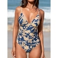 thumbnail image 5 of Cupshe Women's One Piece Swimsuit Paisley V Neck Tummy Control Ruching Bathsuit., 5 of 5