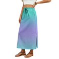 thumbnail image 4 of Gradient Ombre Maxi Skirt, High Waisted Side Slit Long Skirt with Pockets, Casual Summer Drawstring Flowy A-Line Bottoms, 4 of 6
