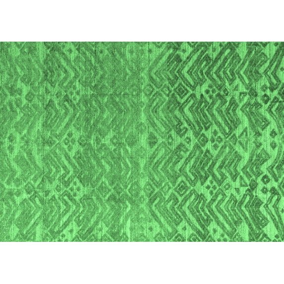 Ahgly Company Indoor Rectangle Abstract Emerald Green Modern Area Rugs, 2' x 3'