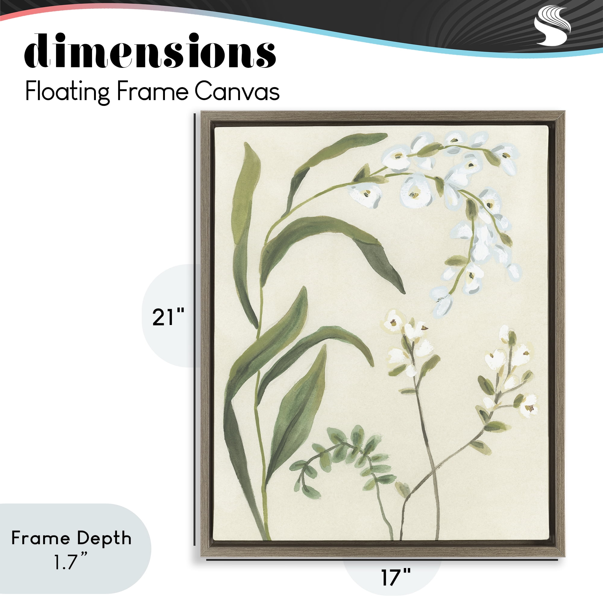 Stupell Industries Soft Snowdrop Stems Brown Framed Floater Canvas Wall Art, design by June Erica Vess