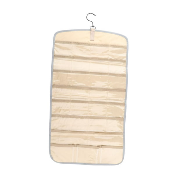 Organizador de joyas colgante, soporte para collares, soporte para collares de doble cara Gris