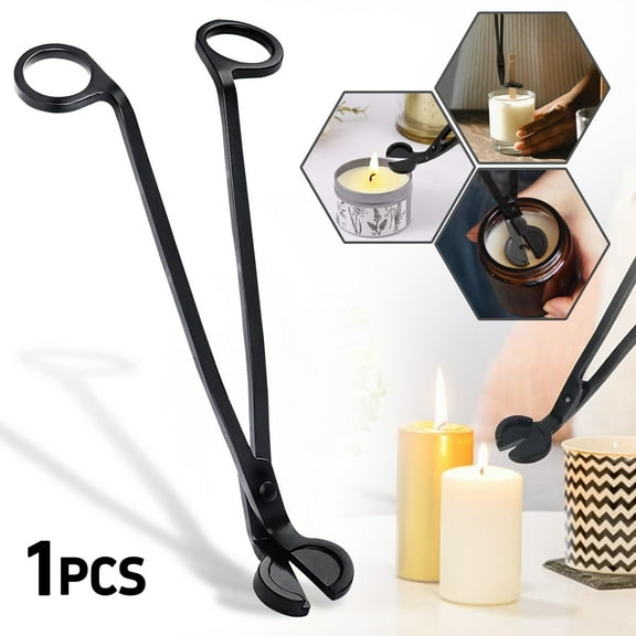 Rongsi Candle Wick Trimmer, Polished Stainless Steel Wick Clipper Cutter, Scissors, Reaches Deep Into Candles to Cut Spent Wicks (Black)