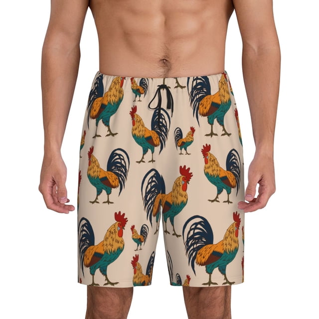 Fotbe Rooster Pantalones Cortos de Pijama para Hombre, Ropa de Dormir, Pantalones de Pijama Cortos para Hombre-XX-Large