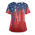 thumbnail image 4 of Women 250th Anniversary Scrub Tops Usa Flag Print 1776-2026 Patriotic Star V Neck Tops Short Sleeve Classic Fit Workwear Nursing Uniforms with Pockets, #01 Deep Red, 3XL, 4 of 4