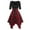 Red, variant on Womens Dresses Short Sleeve Summer Plaid Tops Plus Size Slim Belted Irregular Handkerchief Casual Dress Blue L