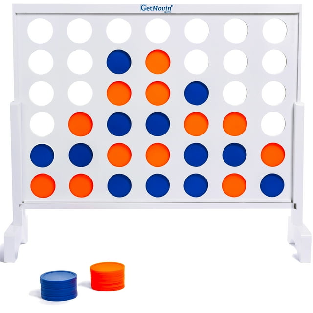 GetMovin' Sports GMS2 Giant Plastic 4 In A Row Outdoor Lawn Board Game Set,White