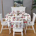thumbnail image 2 of White Christmas Santa and Character Pattern Round Tablecloth 60"x60",Wrinkle Wipeable Table Cloth for Kitchen Dining Room Picnic Patio Party, 2 of 6