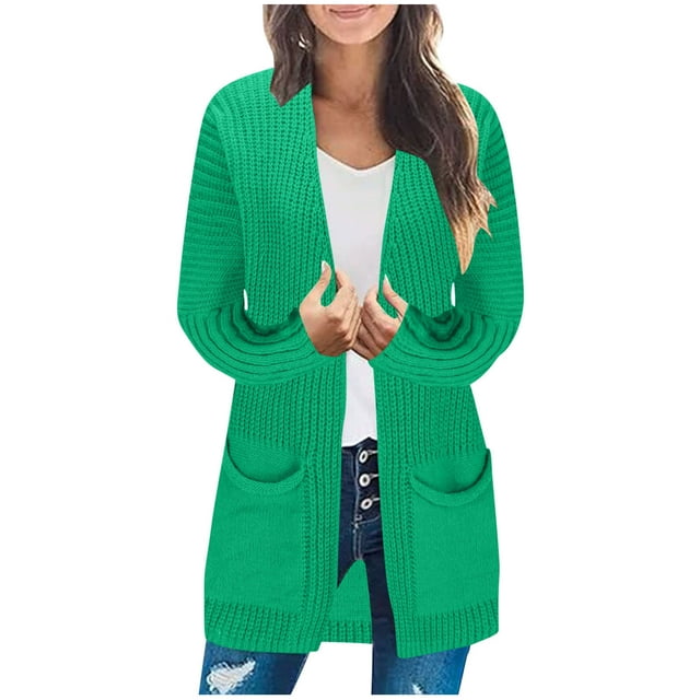 Timegard Cardigans pour Femmes à devant Ouvert Vestes Tricotées Manteau Automne Hiver Confortable Vêtement d'Extérieur Couleur Unie