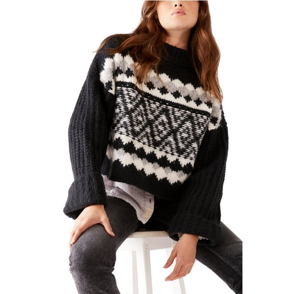 Free People Alpine Pullover Sweater In Onyx Combo