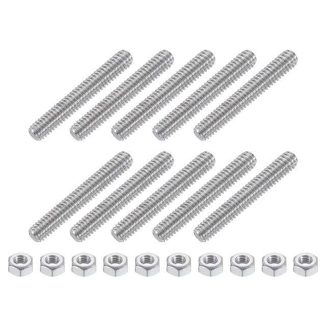 1/4"-20 Fully Threaded Rod, 10Pcs 304 Stainless Steel 1.8" Long Threaded Screw